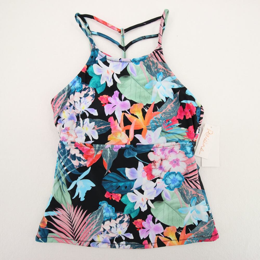 Raisins Tankini Top St Croix Floral Jungle Print Crisscross Back Size Small NWT